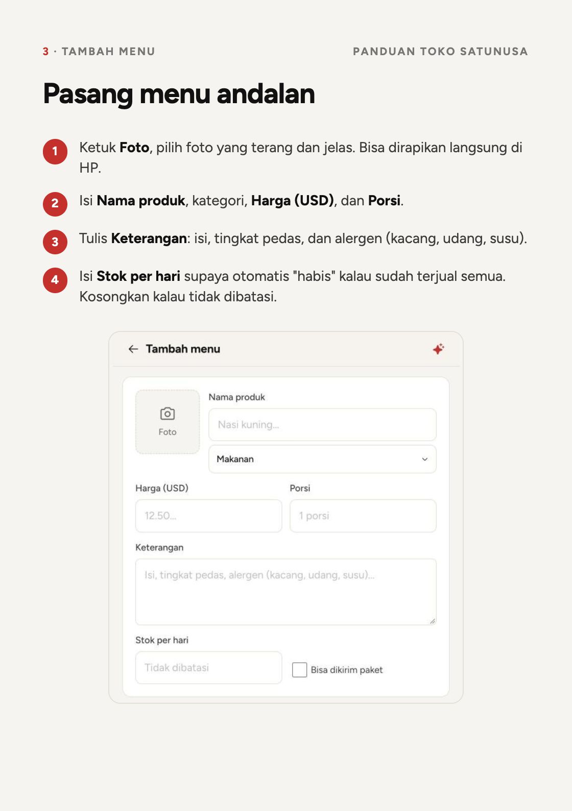 Langkah 3: tambah menu